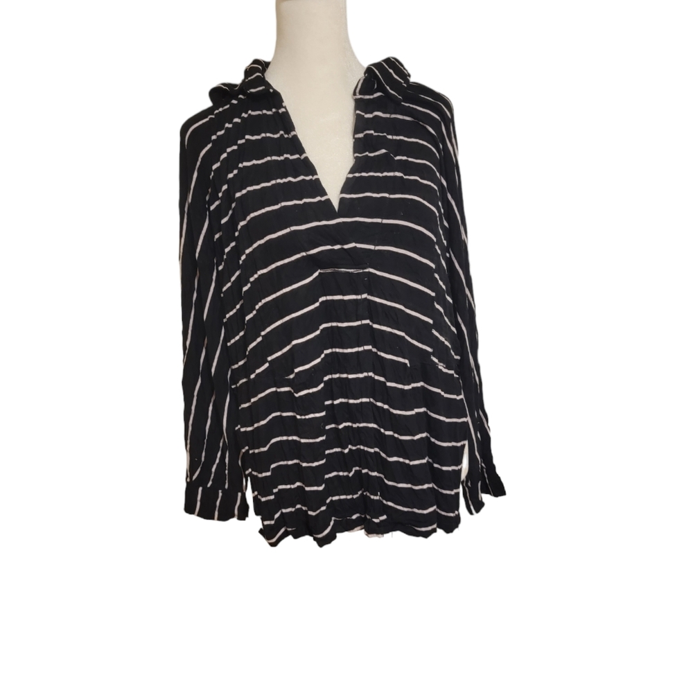 Free People WE The Free Can’t Fool Me Top Black White Striped long sleev…